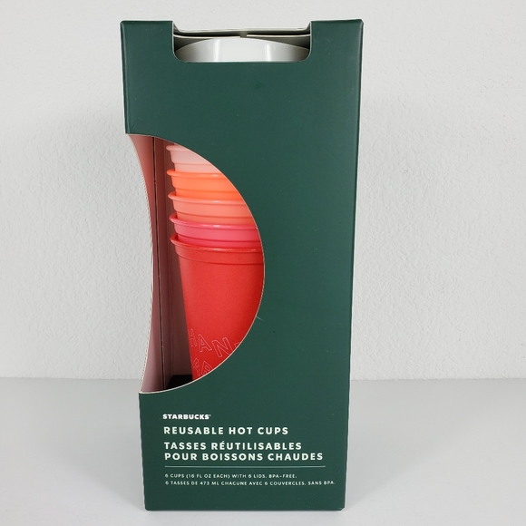 Starbucks 2019 Holiday 6pk Reusable 16oz Hot Cups - Picture 2 of 8
